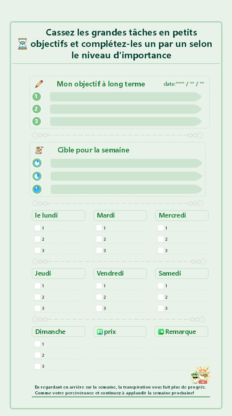 Plan de la Semaine de gestion du modèle de compte manuel