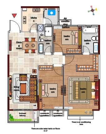 Finely decorated room plan 