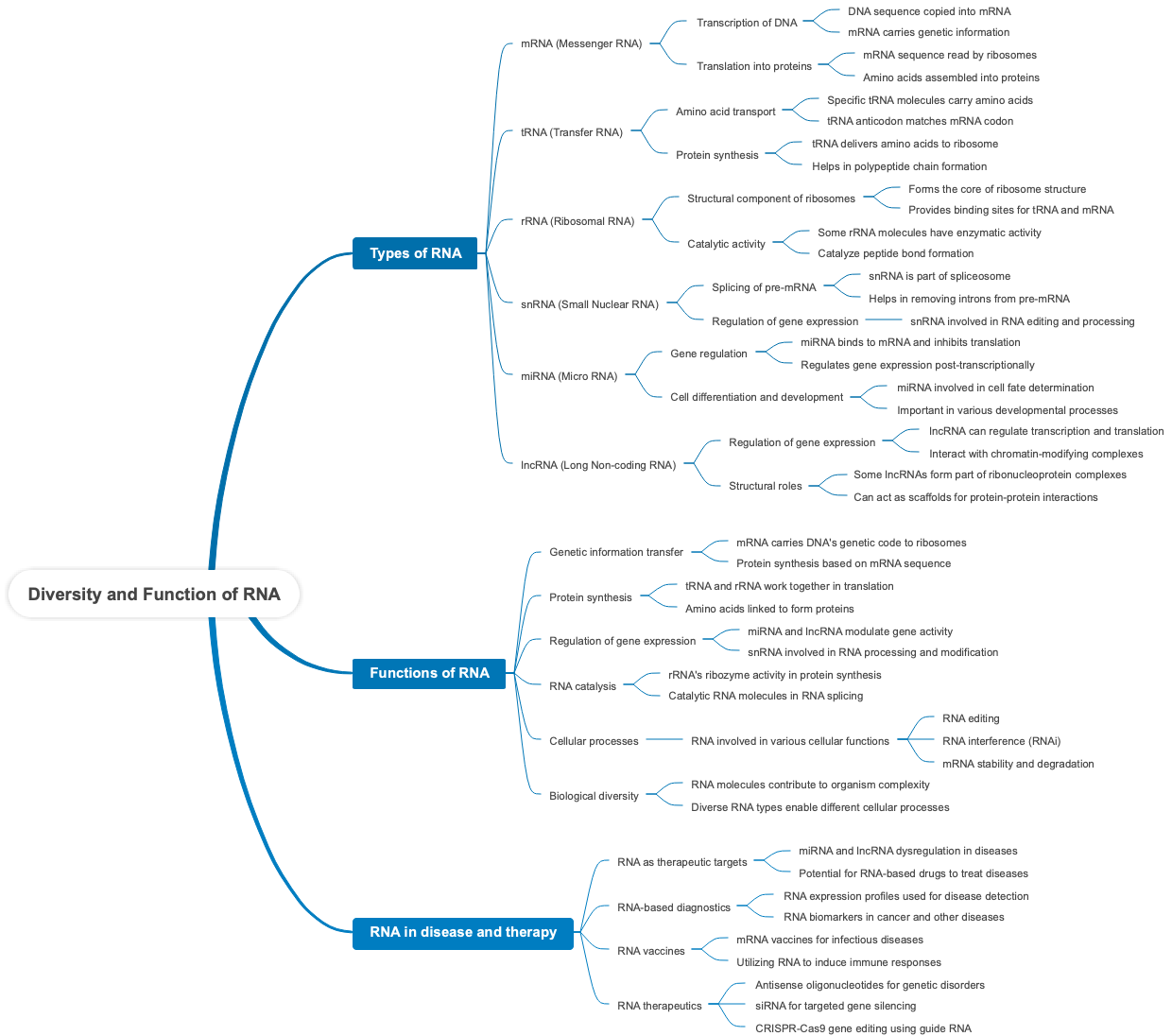 Diversity and Function of RNA