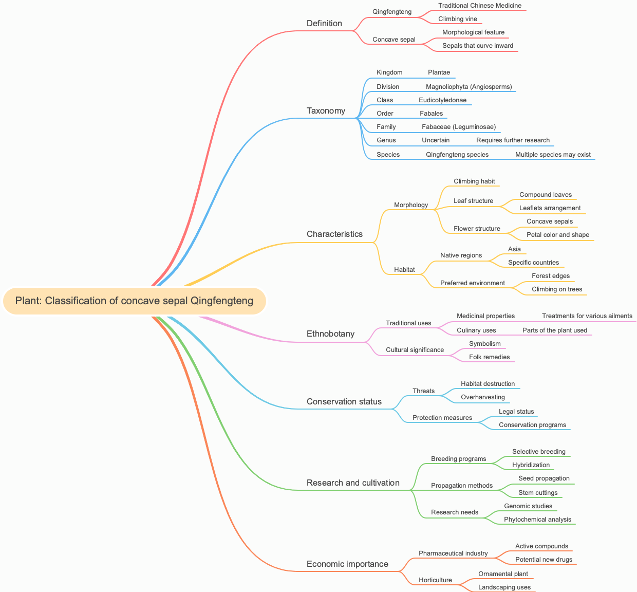 Plant Classification of concave sepal Qingfengteng