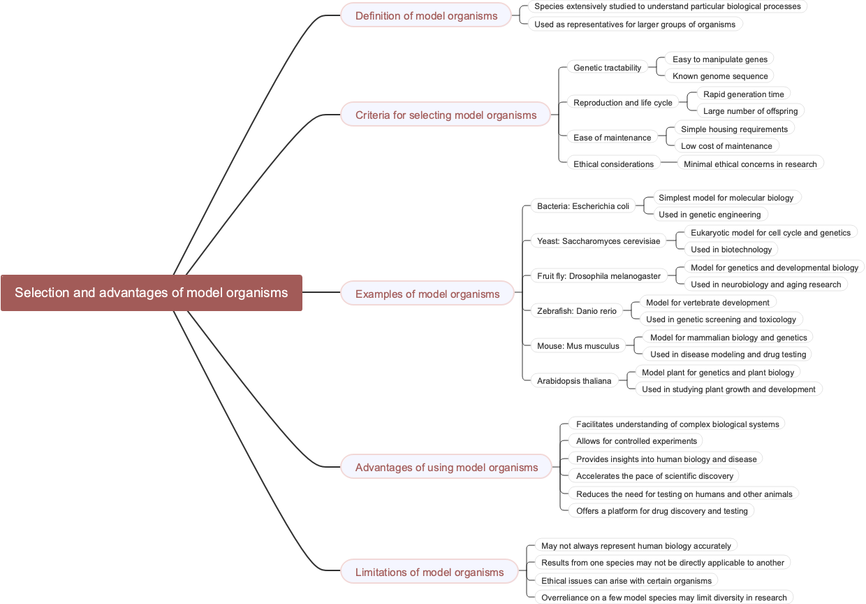 Selection and advantages of model organisms