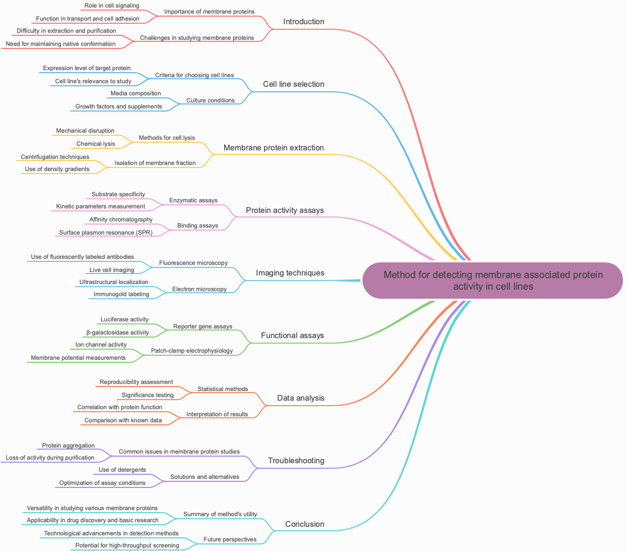 Method for detecting membrane associated protein activity in cell lines
