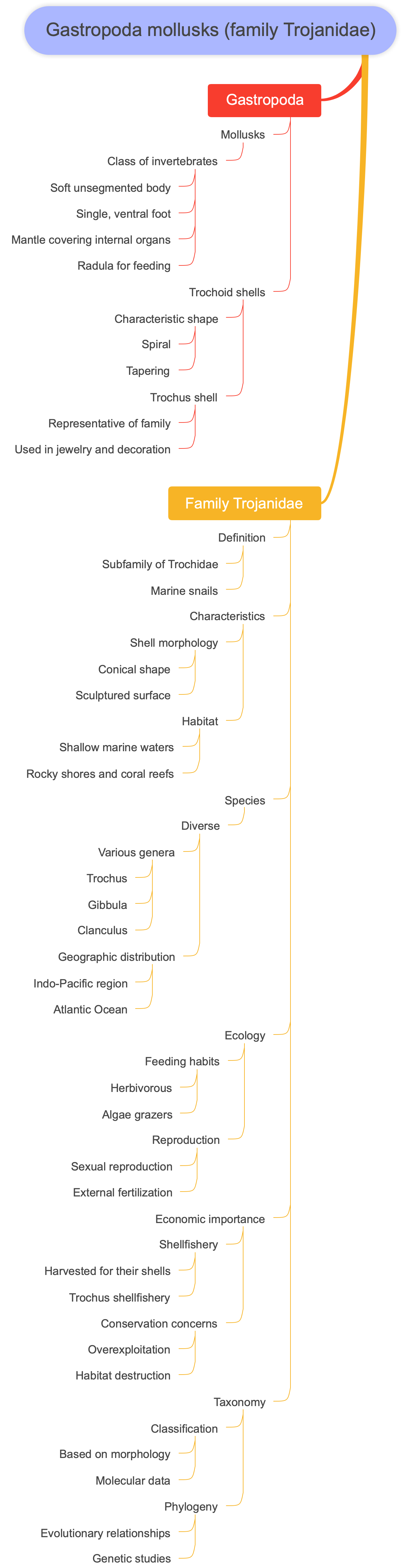 Gastropoda mollusks (family Trojanidae)