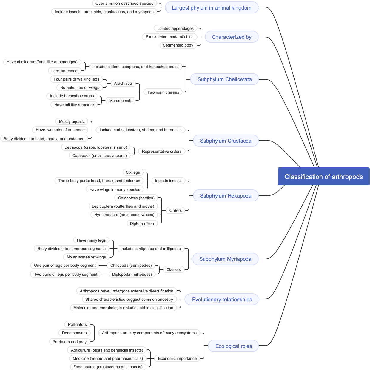 Classification of arthropods