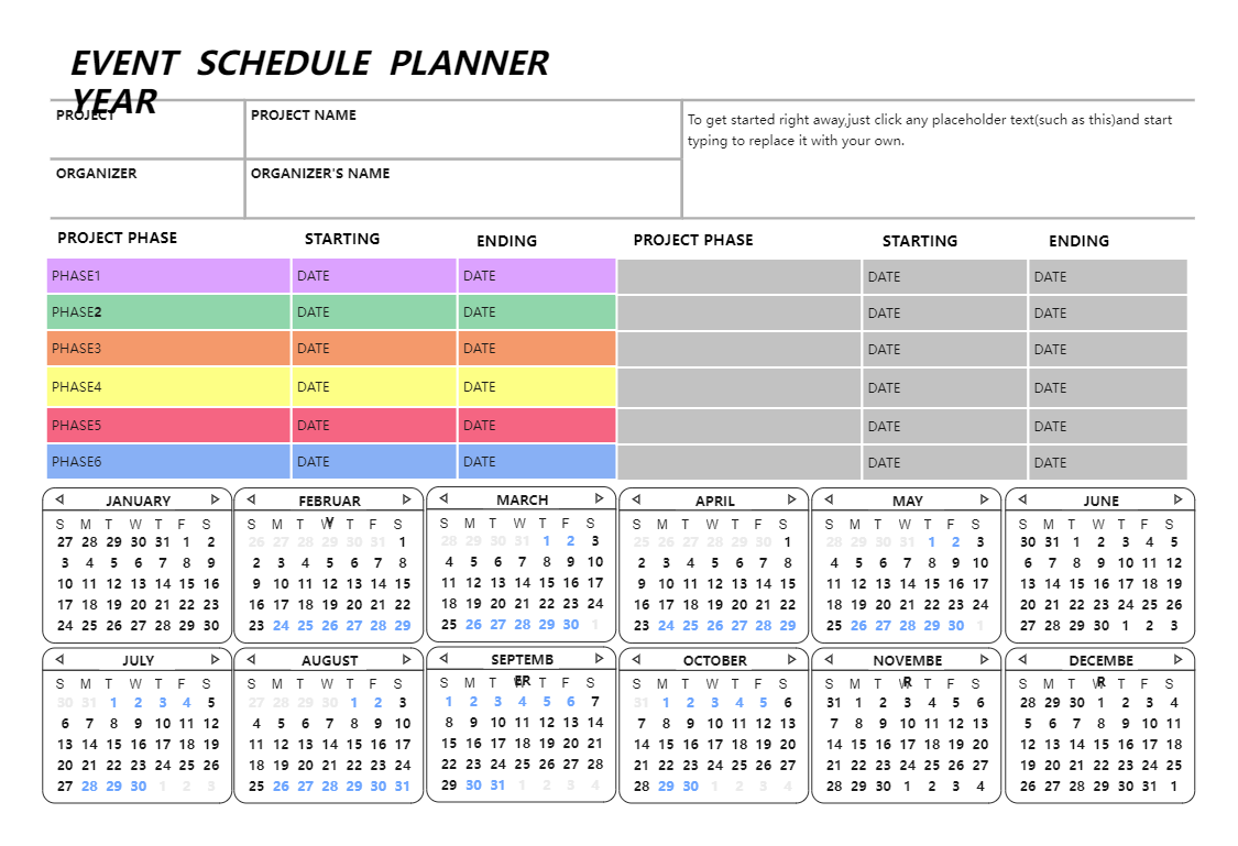 Blank Yearly Calendar