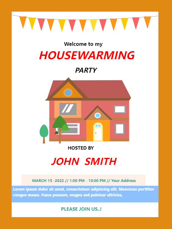 Balnk Creative House Warming Invitation Card
