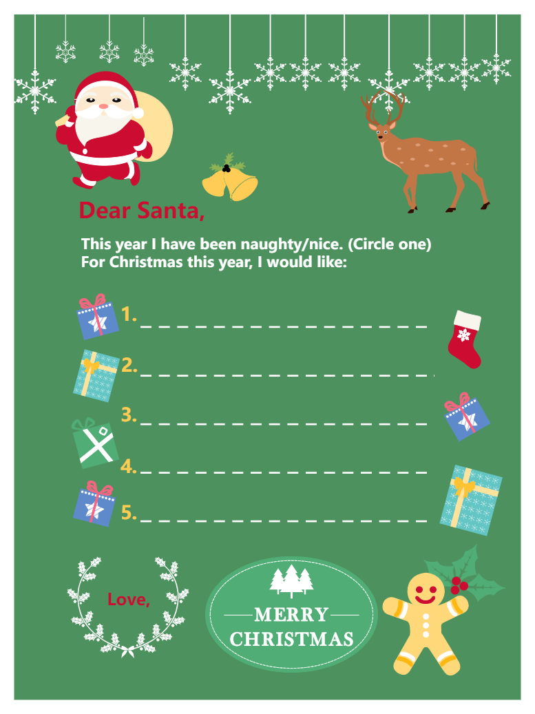 Coloring Letter to Santa Template