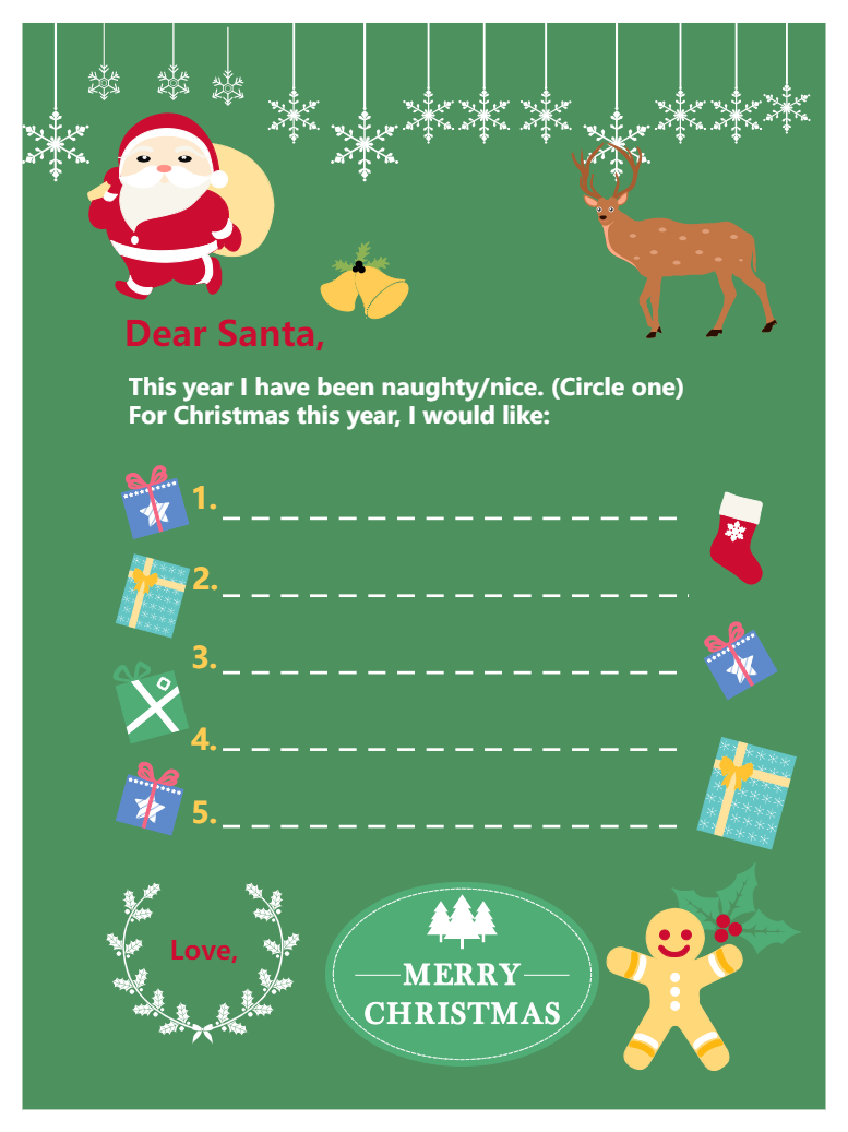 Coloring Letter To Santa Template EdrawMax Templates