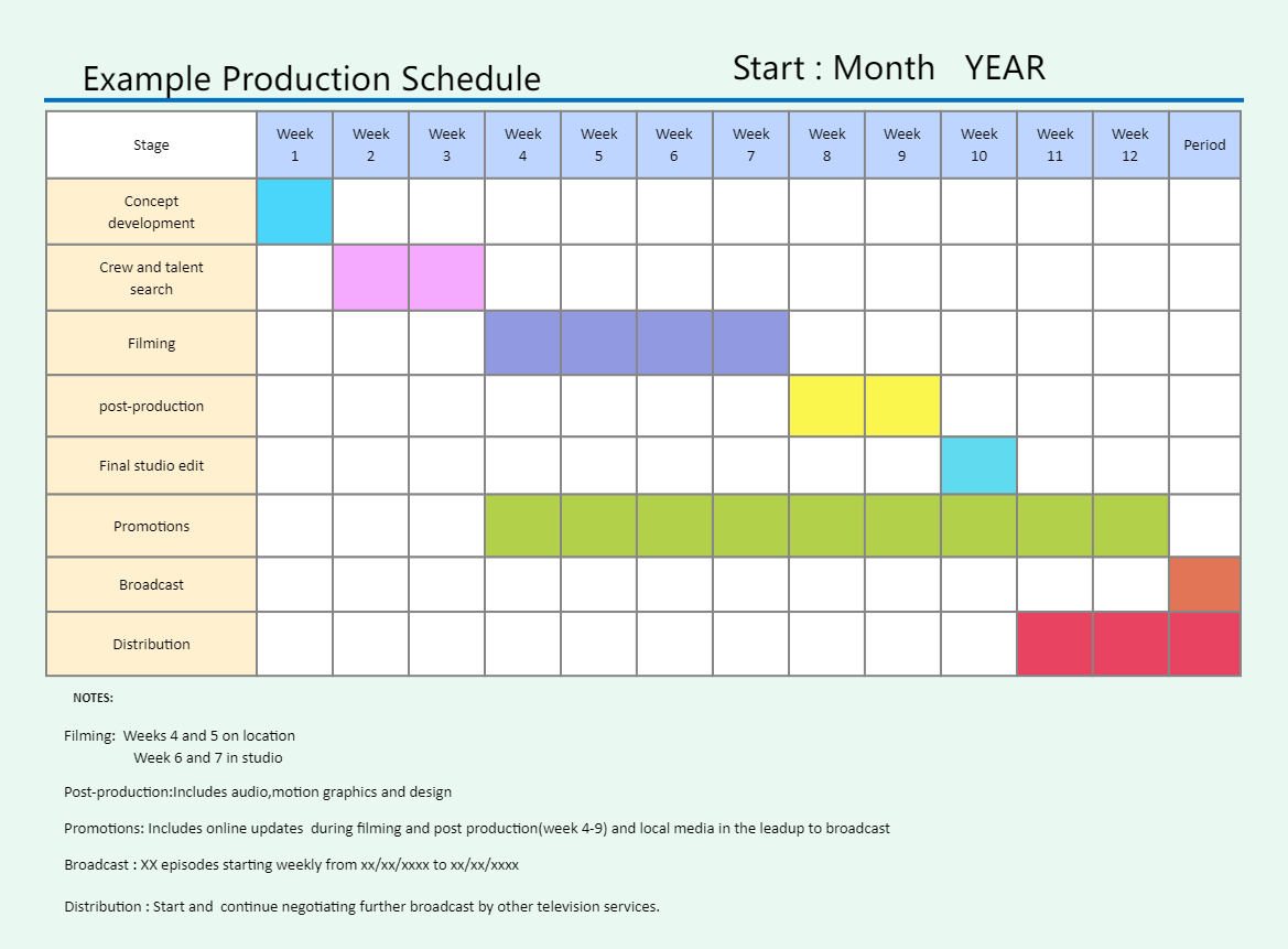 Production Schedule Template EdrawMax Templates