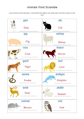 Animal Worksheet | EdrawMax Templates