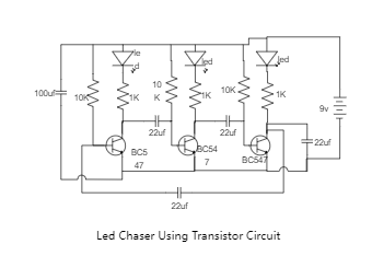 Led Chaser Using Transistor Circuit Diagram