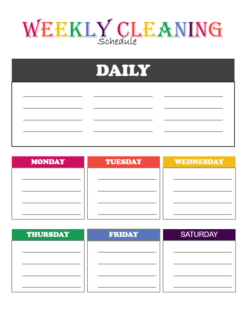 Cleaning Schedule Template Free