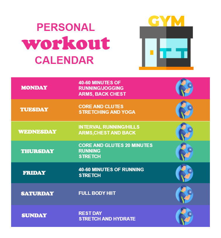 Colorful Weekly Workout Schedule Template