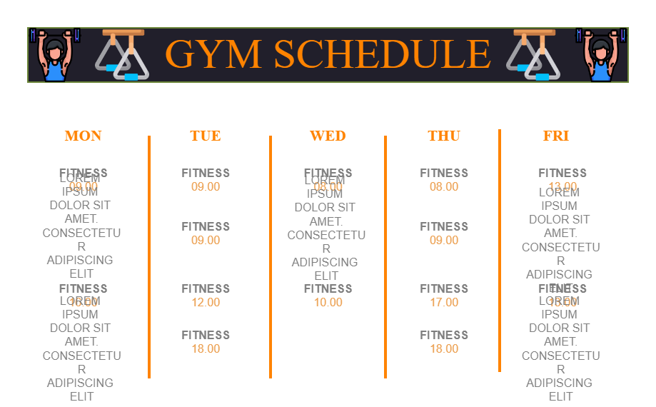 Gym Schedule Template Illustrations