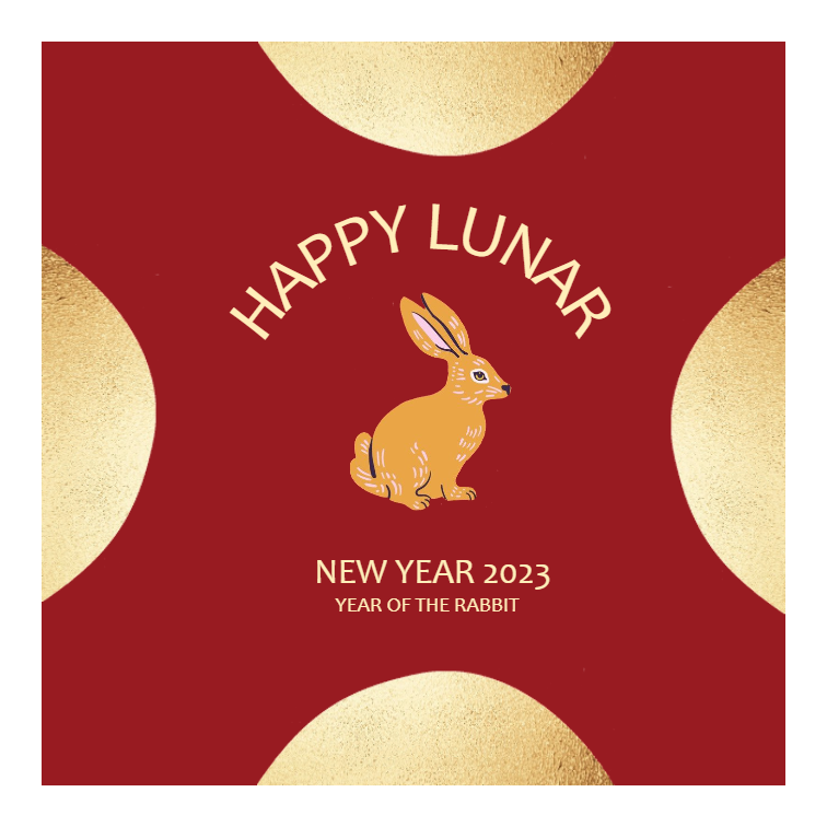 Red Golden Happy Lunar New Year Card