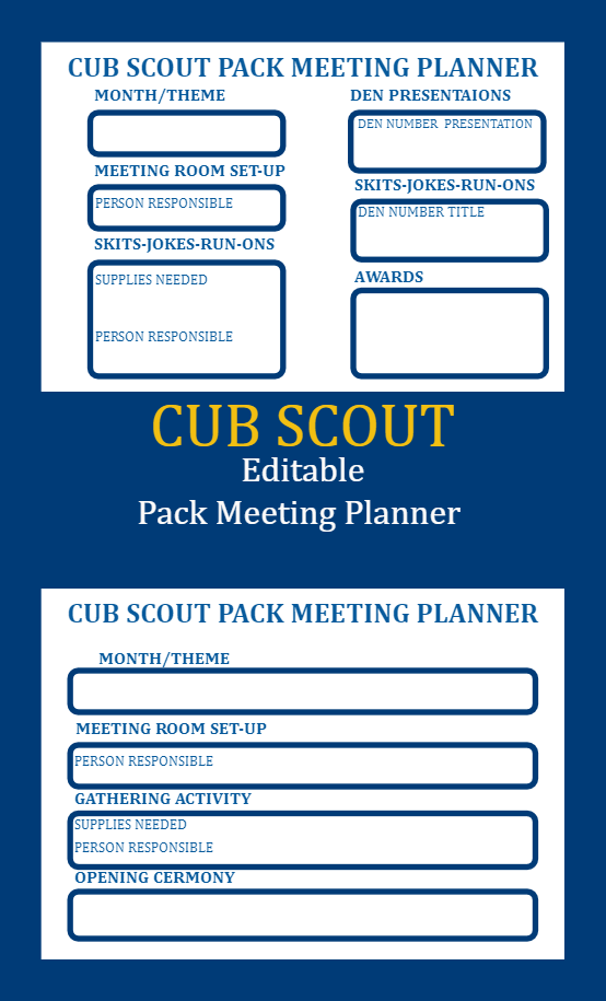 Free Cub Scout Pack Meeting Planner