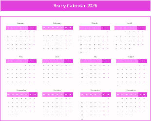 Yearly Calendar 2026