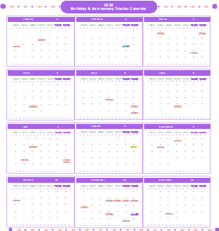 Birthday and Anniversary Tracker Calendar 2026