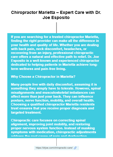 Chiropractor Marietta – Expert Chiropractic Care Guide