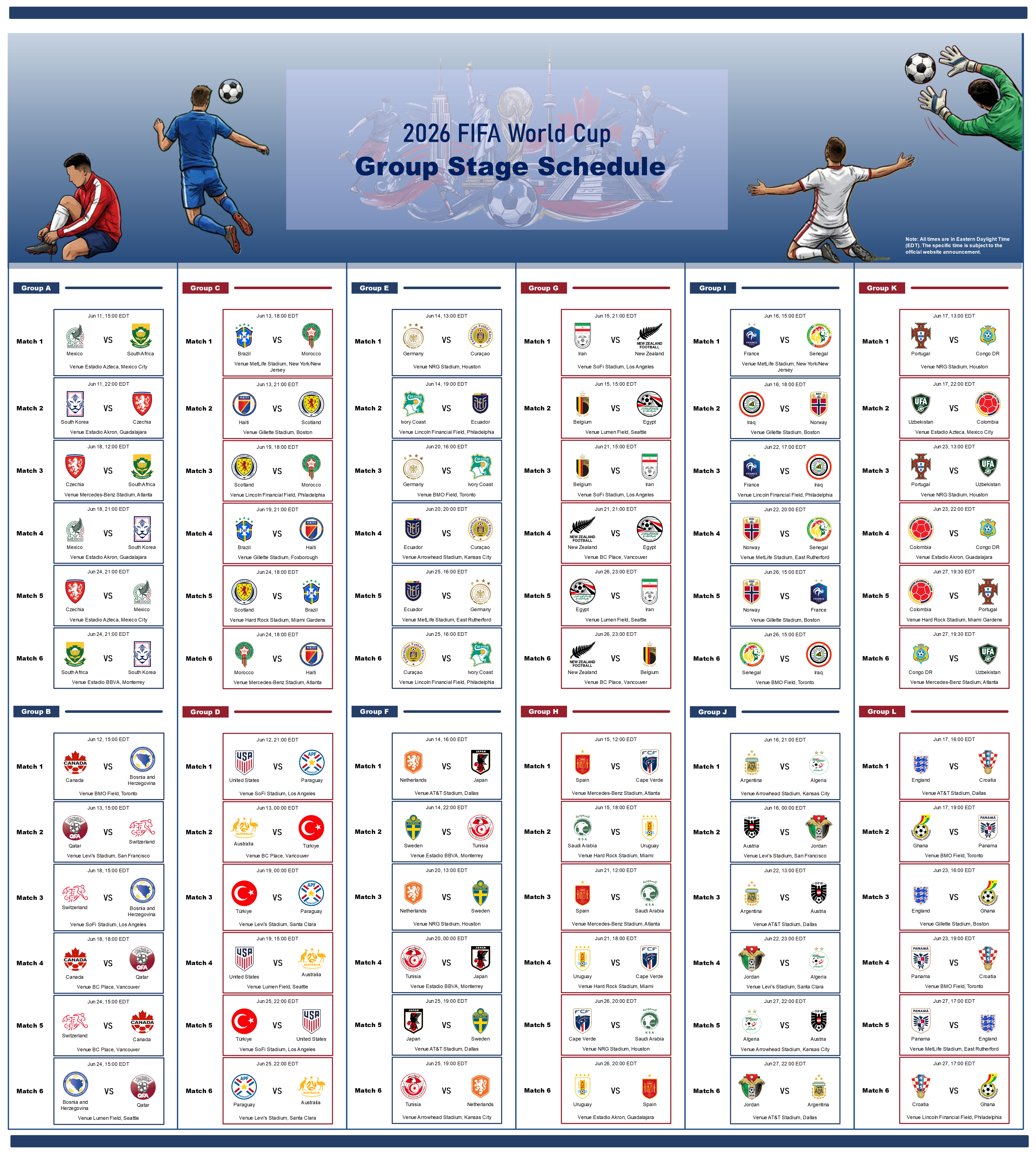  2026 FIFA World Cup  Group Stage Schedule